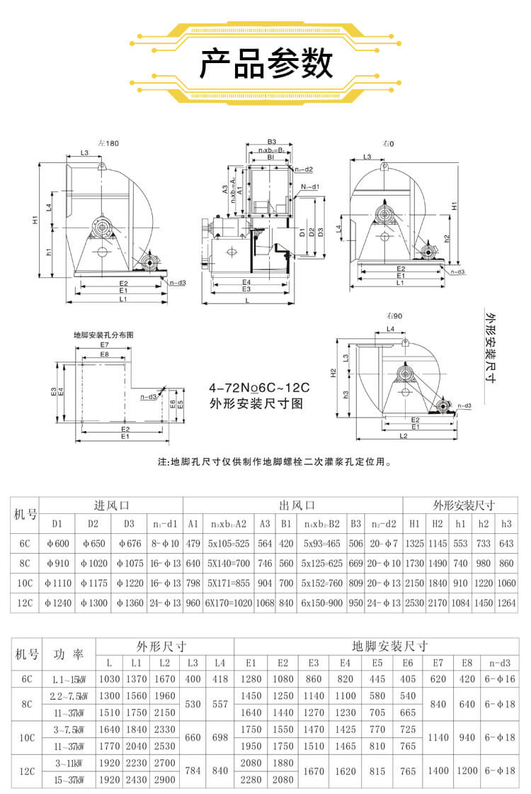 4-72玻璃鋼離心風(fēng)機(jī)尺寸規(guī)格